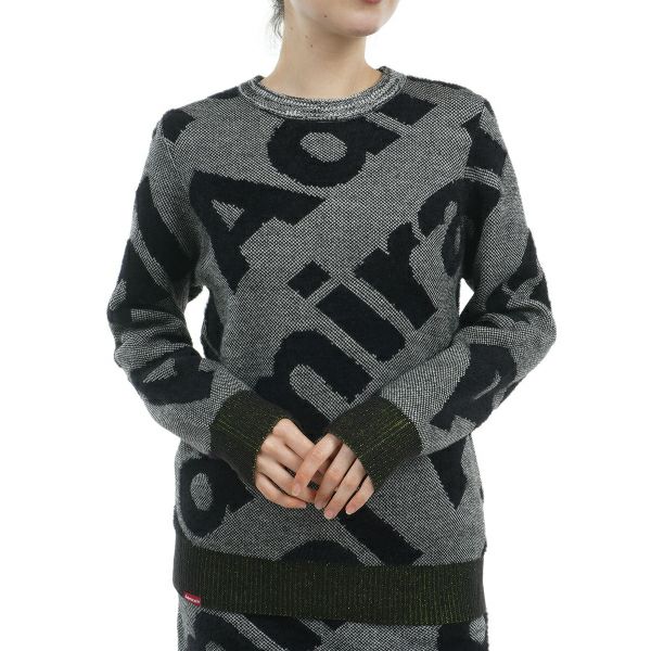 ツアーティー TOUR TEE レディース レディース フェザーロゴ ツイーディークルーセーター ADLA487 詳細2