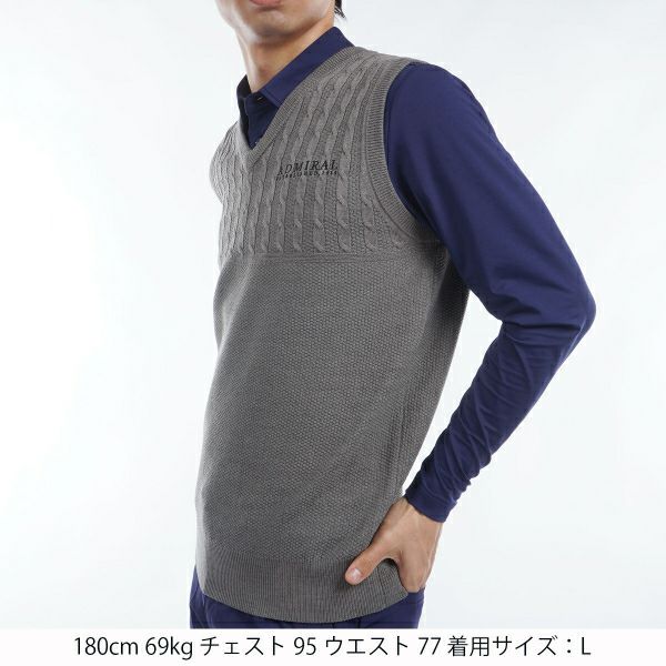 30％OFF】[アドミラル ゴルフ]メンズ ケーブルパターン Vネック