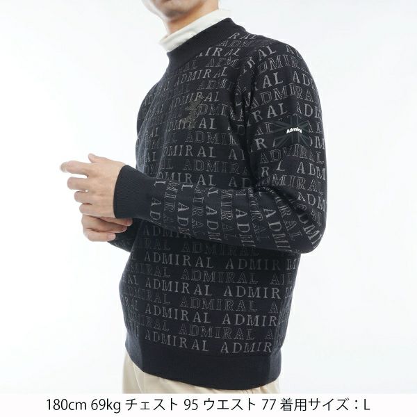 Admiral アドミラル モックネック セーター【ネイビー・L】 秋ゴルフに！】Admiral アドミラル モックネック セーター