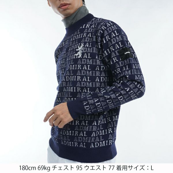 ツアーティー TOUR TEE メンズ メンズ ビッグランパント ロゴジャガード モックネックセーター ADMA480 詳細11