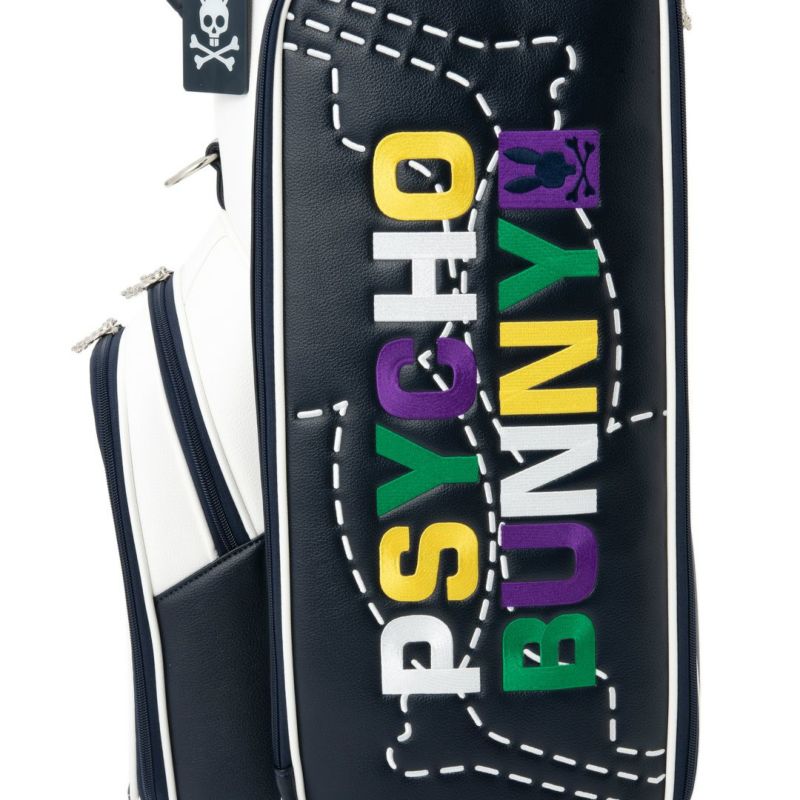 新品 サイコバニー キャディバッグ PBMG5SC5 ネイビー LOGOART キャディバッグ(【男性】キャディバッグ)|PSYCHO BUNNY