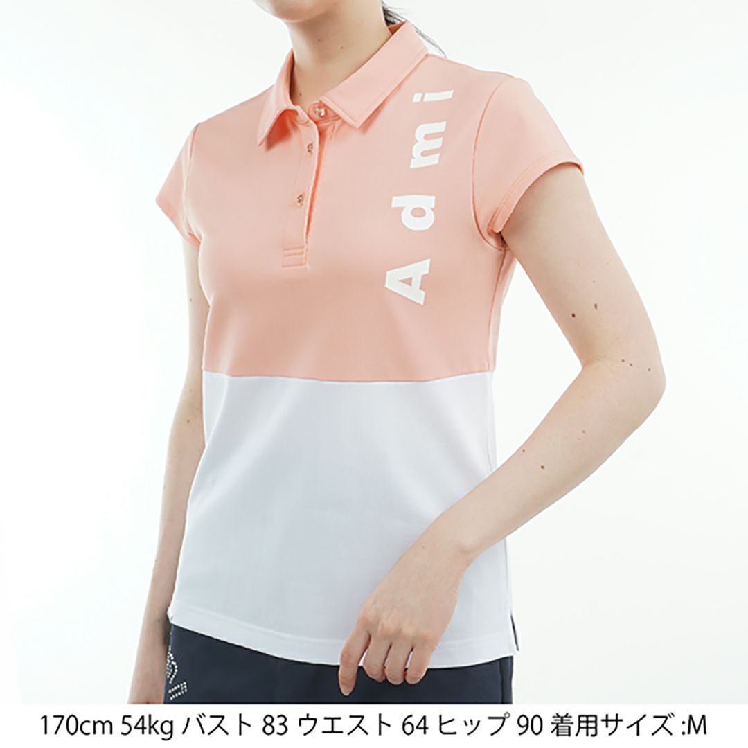 アドミラル ゴルフ Admiral GOLF レディース レディース カノコブロッキング キャップスリーブポロシャツ ADLA528 詳細4