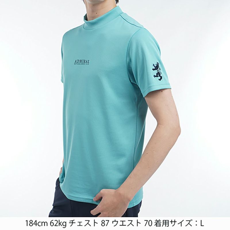 【ADMIRAL GOLF】春秋 モックネック オレンジ メンズM 春夏 【B-02】 半袖モックネックシャツ(M OR(オレンジ