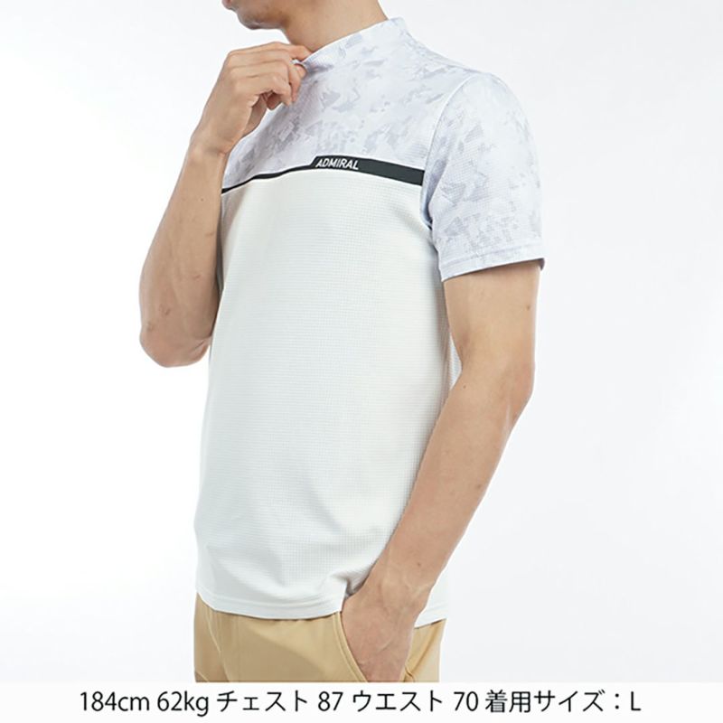 ラッセルノ ゴルフ コブラプリント モックネック ショートスリーブ ホワイト 5 ラッセルノ ゴルフ コブラプリント モックネック ショートスリーブ