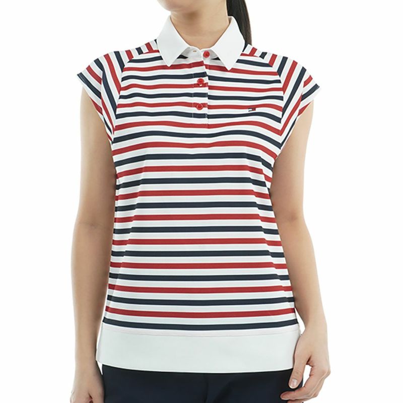 トミー ヒルフィガー ゴルフ Tommy Hilfiger Golf レディース レディース クレイジーボーダー フレンチスリーブシャツ THLA503 詳細1