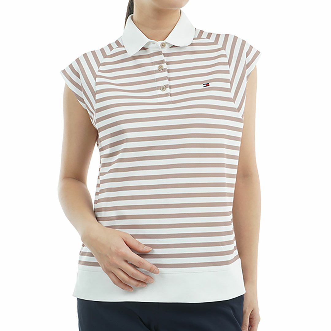トミー ヒルフィガー ゴルフ Tommy Hilfiger Golf レディース レディース クレイジーボーダー フレンチスリーブシャツ THLA503 詳細2