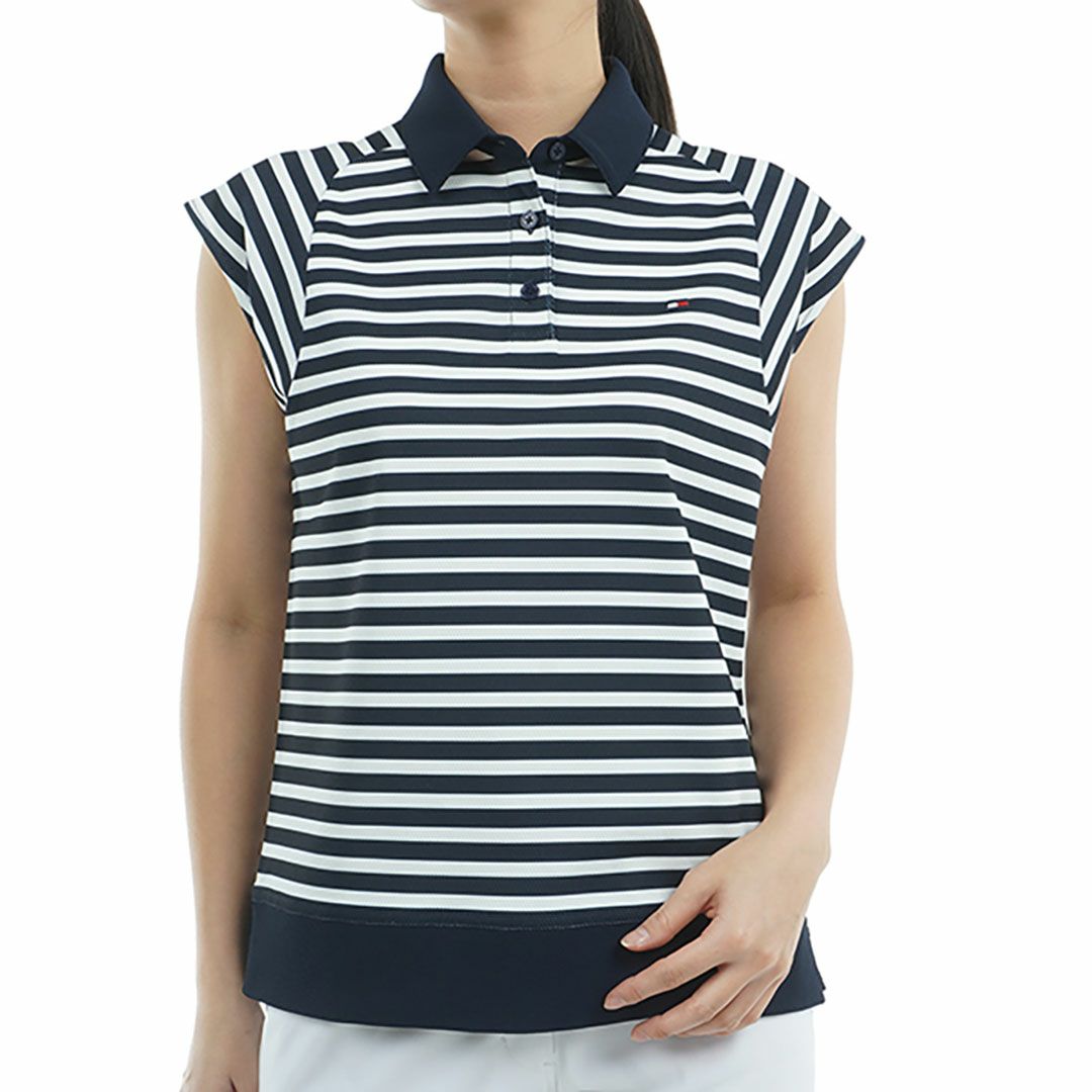 トミー ヒルフィガー ゴルフ Tommy Hilfiger Golf レディース レディース クレイジーボーダー フレンチスリーブシャツ THLA503 詳細3