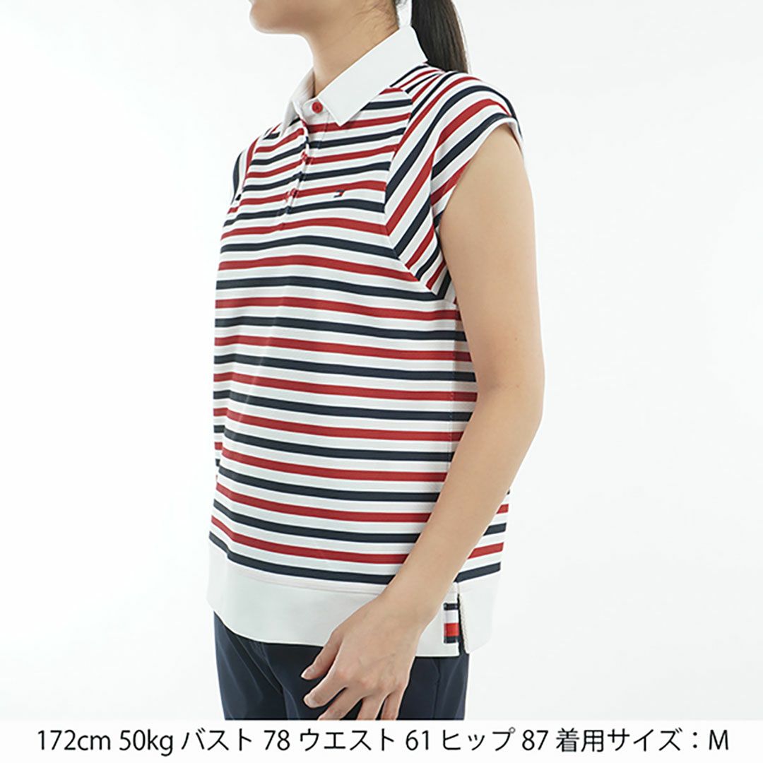 トミー ヒルフィガー ゴルフ Tommy Hilfiger Golf レディース レディース クレイジーボーダー フレンチスリーブシャツ THLA503 詳細4