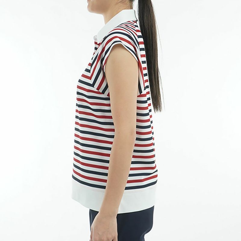 トミー ヒルフィガー ゴルフ Tommy Hilfiger Golf レディース レディース クレイジーボーダー フレンチスリーブシャツ THLA503 詳細5