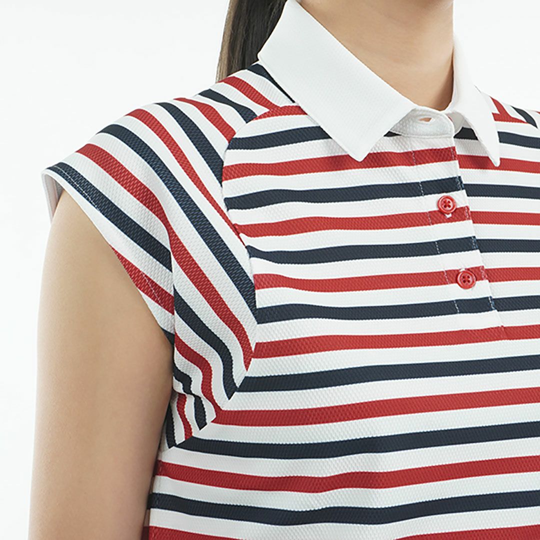 トミー ヒルフィガー ゴルフ Tommy Hilfiger Golf レディース レディース クレイジーボーダー フレンチスリーブシャツ THLA503 詳細12