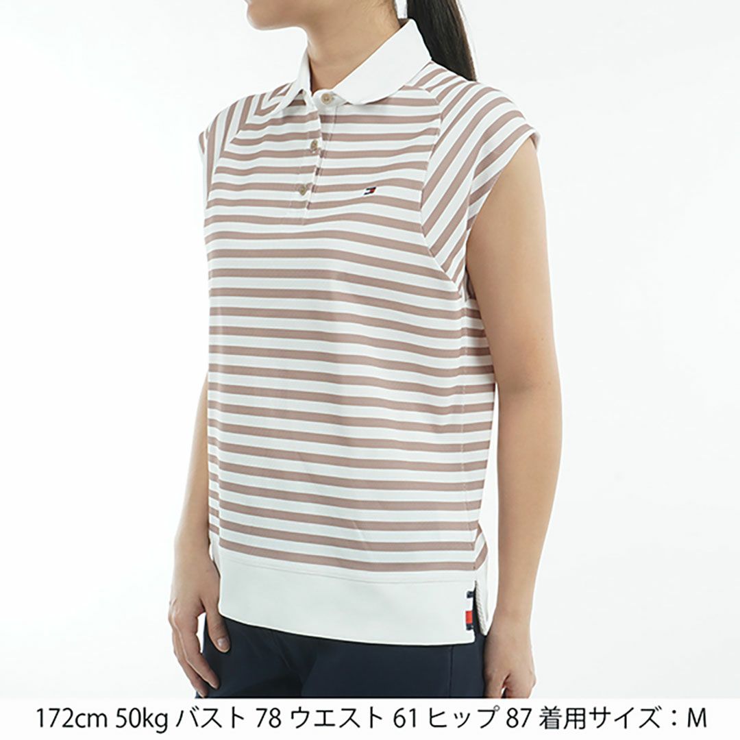 トミー ヒルフィガー ゴルフ Tommy Hilfiger Golf レディース レディース クレイジーボーダー フレンチスリーブシャツ THLA503 詳細13