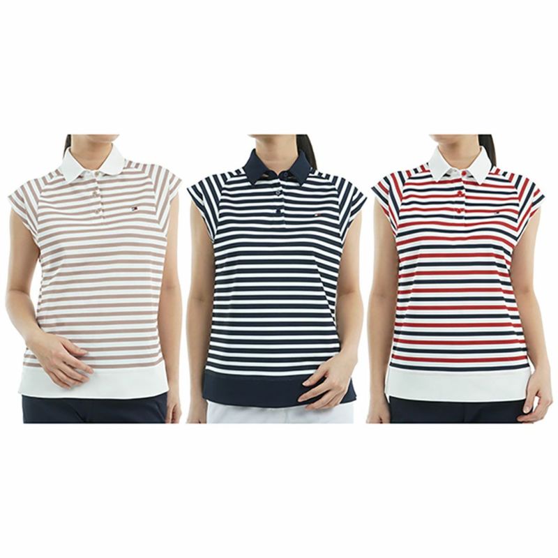 トミー ヒルフィガー ゴルフ Tommy Hilfiger Golf レディース レディース クレイジーボーダー フレンチスリーブシャツ THLA503 詳細17