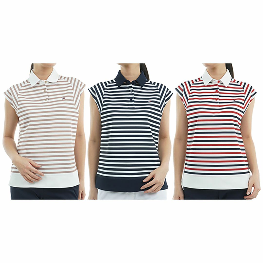 トミー ヒルフィガー ゴルフ Tommy Hilfiger Golf レディース レディース クレイジーボーダー フレンチスリーブシャツ THLA503 詳細17