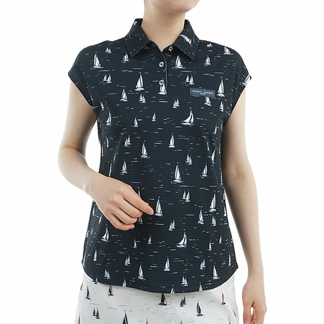トミー ヒルフィガー ゴルフ Tommy Hilfiger Golf レディース レディース ヨットプリント フレンチスリーブシャツ THLA520 詳細1