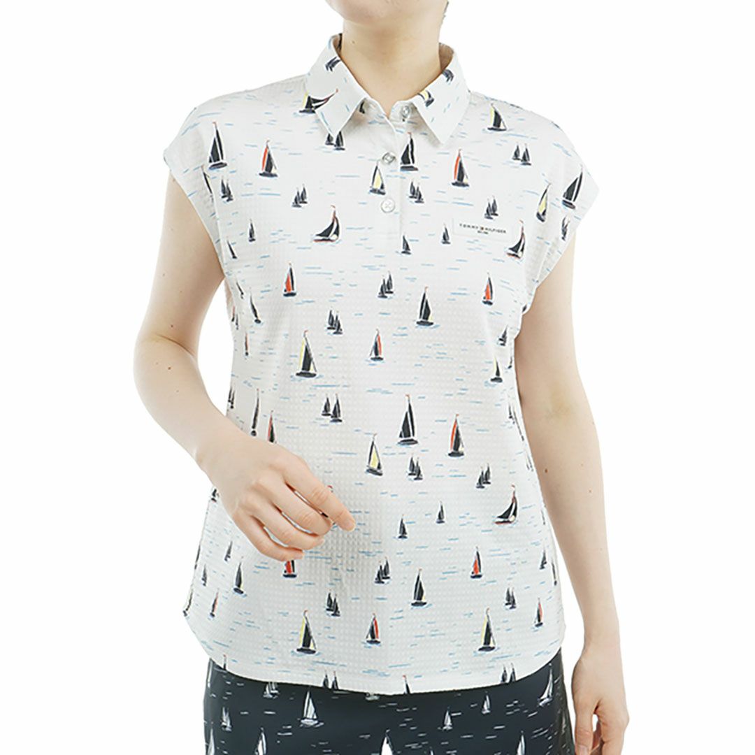 トミー ヒルフィガー ゴルフ Tommy Hilfiger Golf レディース レディース ヨットプリント フレンチスリーブシャツ THLA520 詳細2
