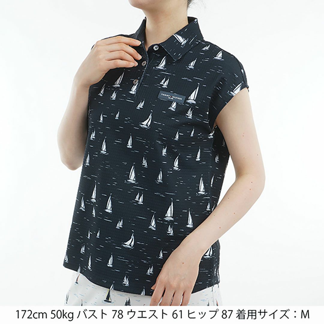 トミー ヒルフィガー ゴルフ Tommy Hilfiger Golf レディース レディース ヨットプリント フレンチスリーブシャツ THLA520 詳細3