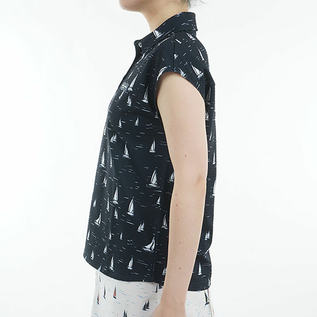 トミー ヒルフィガー ゴルフ Tommy Hilfiger Golf レディース レディース ヨットプリント フレンチスリーブシャツ THLA520 詳細4