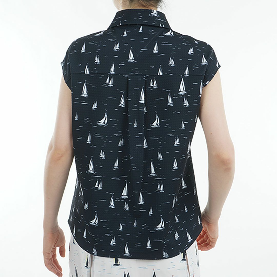 トミー ヒルフィガー ゴルフ Tommy Hilfiger Golf レディース レディース ヨットプリント フレンチスリーブシャツ THLA520 詳細5