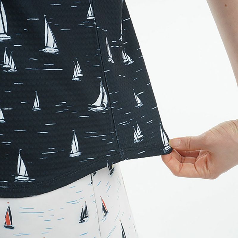 トミー ヒルフィガー ゴルフ Tommy Hilfiger Golf レディース レディース ヨットプリント フレンチスリーブシャツ THLA520 詳細7