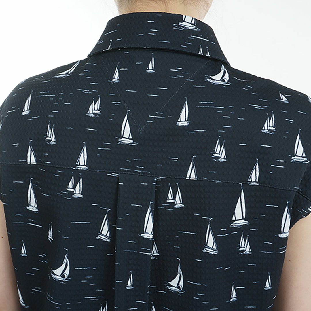 トミー ヒルフィガー ゴルフ Tommy Hilfiger Golf レディース レディース ヨットプリント フレンチスリーブシャツ THLA520 詳細8