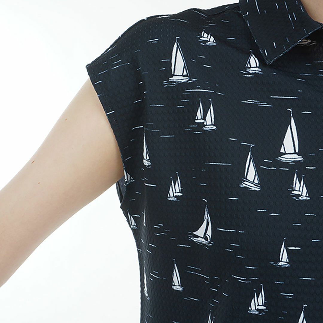 トミー ヒルフィガー ゴルフ Tommy Hilfiger Golf レディース レディース ヨットプリント フレンチスリーブシャツ THLA520 詳細9