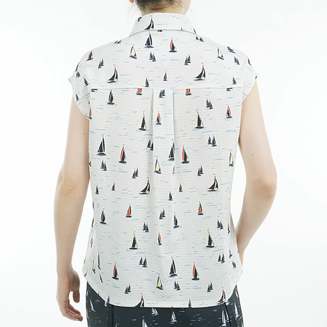 トミー ヒルフィガー ゴルフ Tommy Hilfiger Golf レディース レディース ヨットプリント フレンチスリーブシャツ THLA520 詳細13