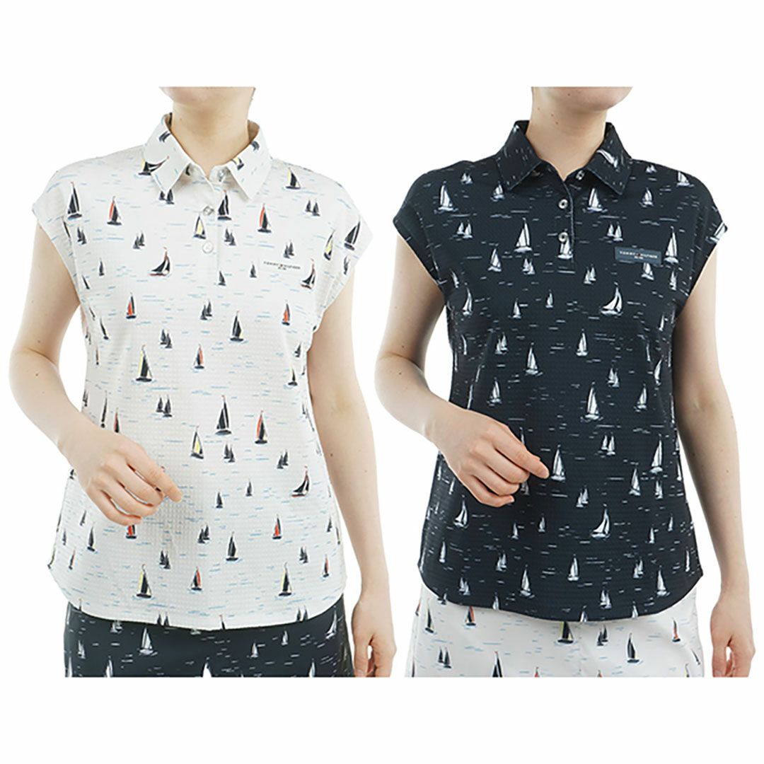 トミー ヒルフィガー ゴルフ Tommy Hilfiger Golf レディース レディース ヨットプリント フレンチスリーブシャツ THLA520 詳細14