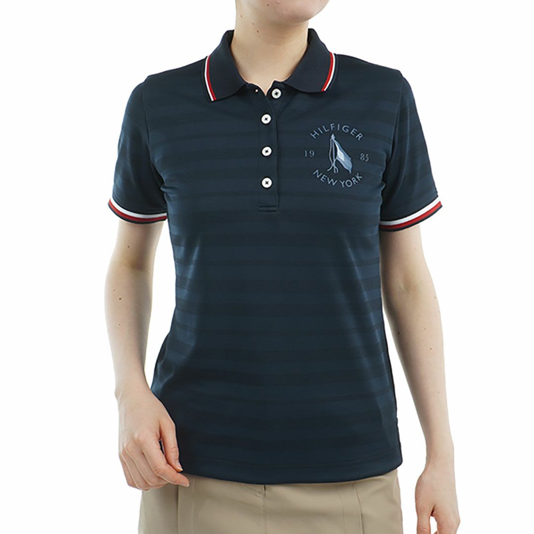 トミー ヒルフィガー ゴルフ Tommy Hilfiger Golf レディース レディース サークルロゴ ワンポイント半袖ポロシャツ THLA523 詳細1