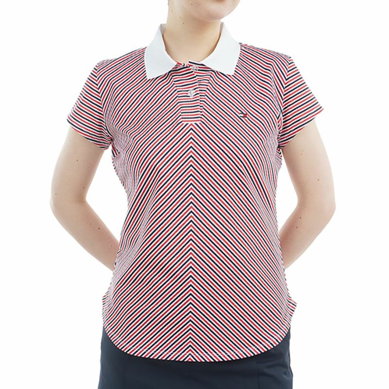 トミー ヒルフィガー ゴルフ Tommy Hilfiger Golf レディース レディース ストライプ キャップスリーブポロシャツ THLA524 詳細1