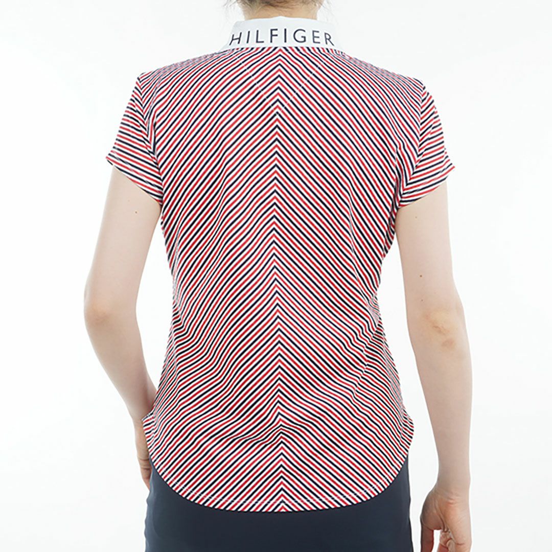 トミー ヒルフィガー ゴルフ Tommy Hilfiger Golf レディース レディース ストライプ キャップスリーブポロシャツ THLA524 詳細6