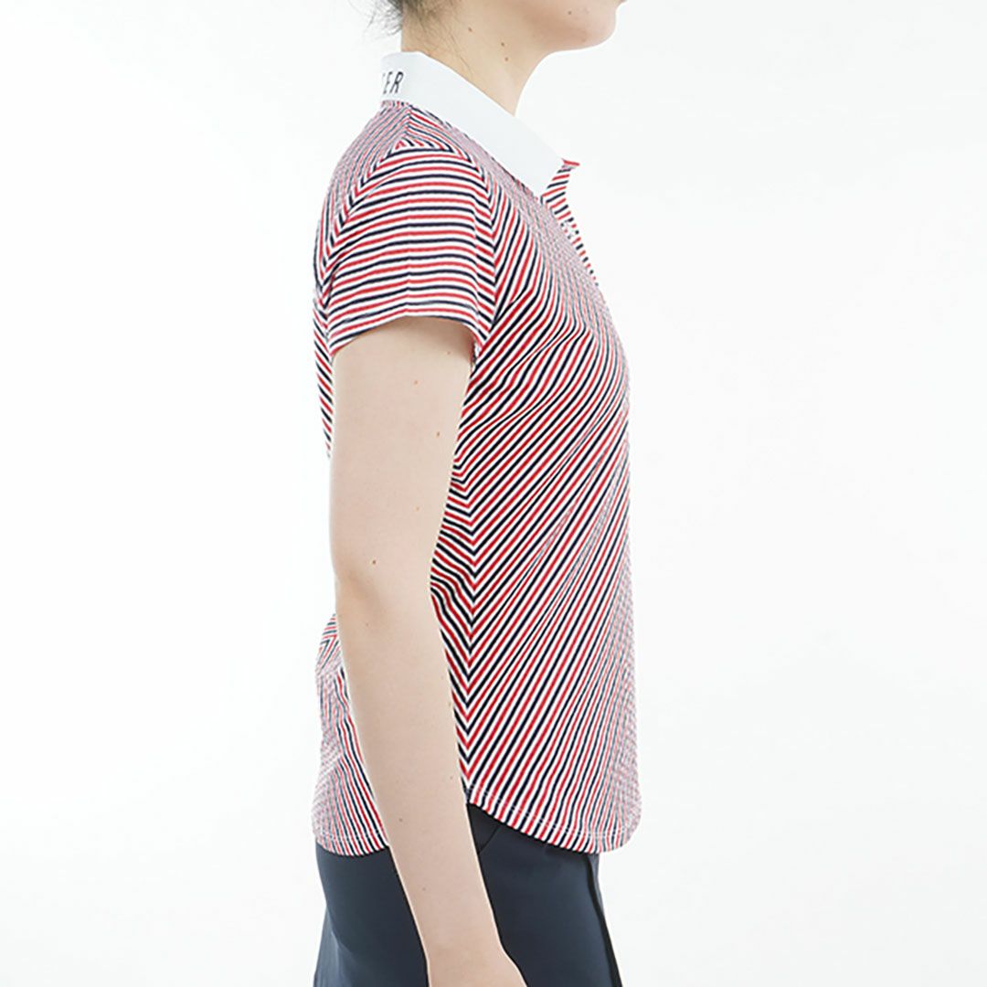 トミー ヒルフィガー ゴルフ Tommy Hilfiger Golf レディース レディース ストライプ キャップスリーブポロシャツ THLA524 詳細7