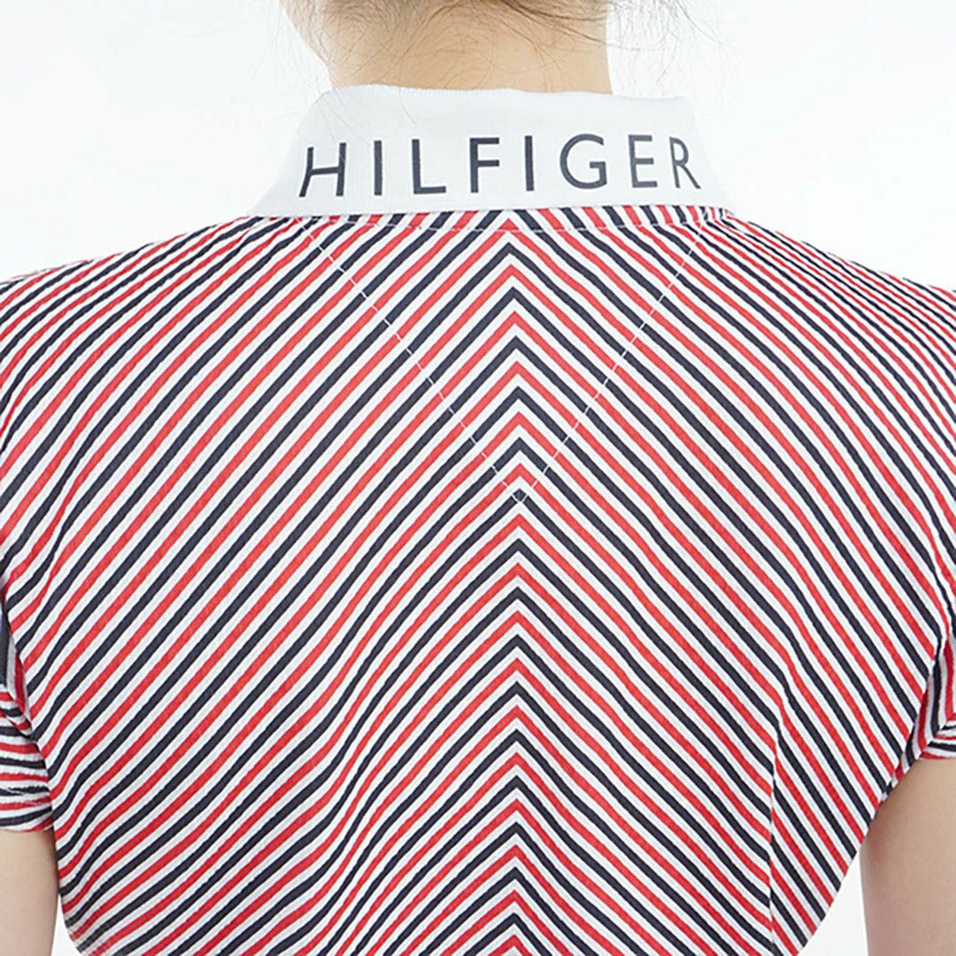 トミー ヒルフィガー ゴルフ Tommy Hilfiger Golf レディース レディース ストライプ キャップスリーブポロシャツ THLA524 詳細9