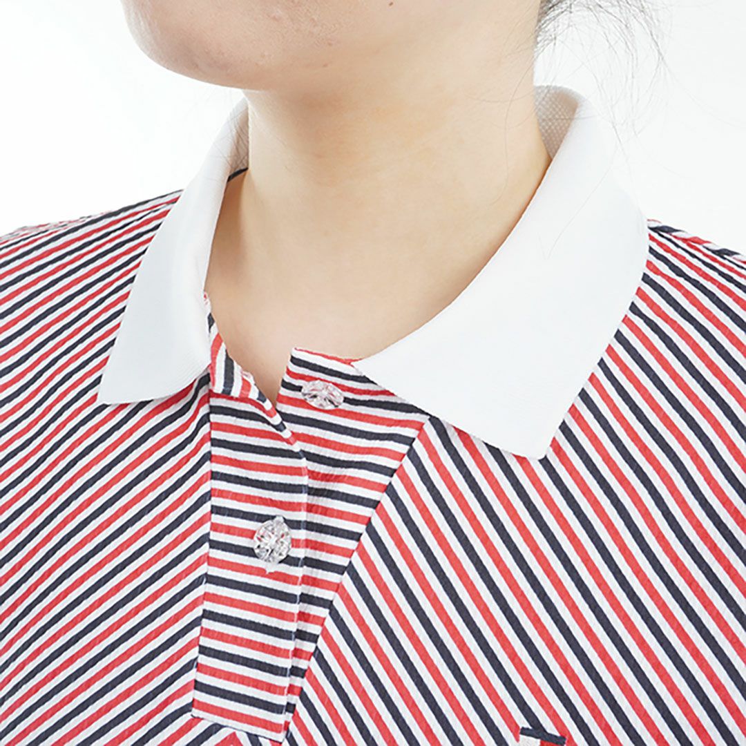 トミー ヒルフィガー ゴルフ Tommy Hilfiger Golf レディース レディース ストライプ キャップスリーブポロシャツ THLA524 詳細10