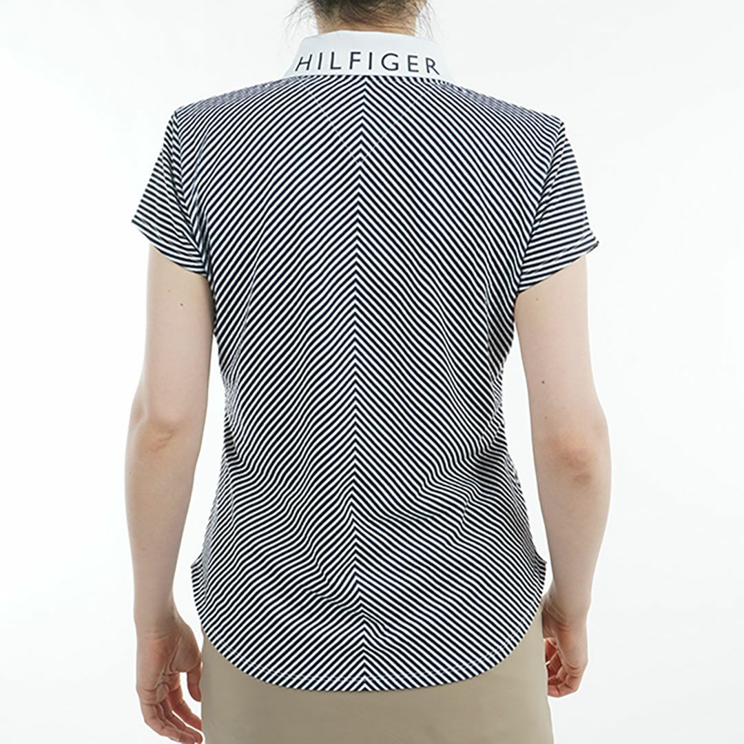 トミー ヒルフィガー ゴルフ Tommy Hilfiger Golf レディース レディース ストライプ キャップスリーブポロシャツ THLA524 詳細13