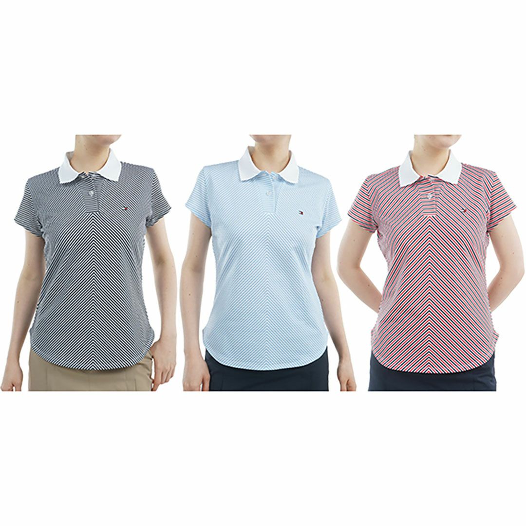 トミー ヒルフィガー ゴルフ Tommy Hilfiger Golf レディース レディース ストライプ キャップスリーブポロシャツ THLA524 詳細16