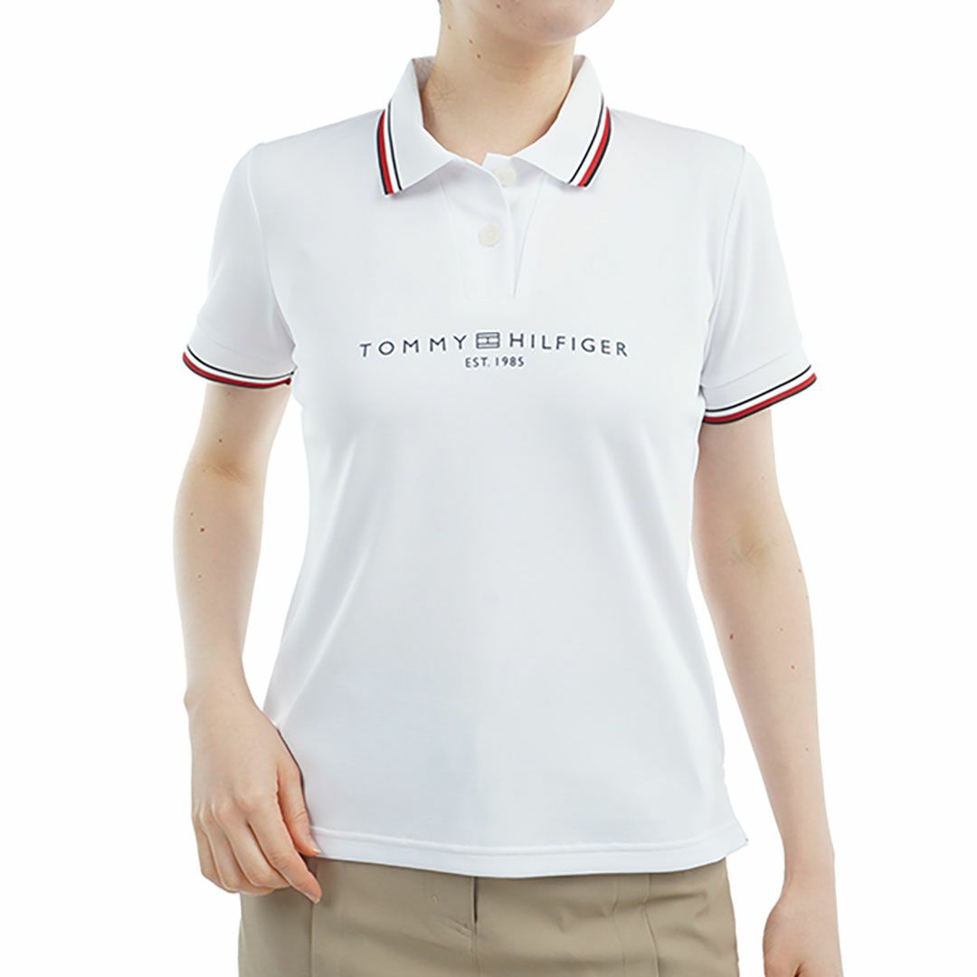 トミー ヒルフィガー ゴルフ Tommy Hilfiger Golf レディース レディース フロントロゴ ホワイトカラー半袖ポロシャツ THLA531 詳細2