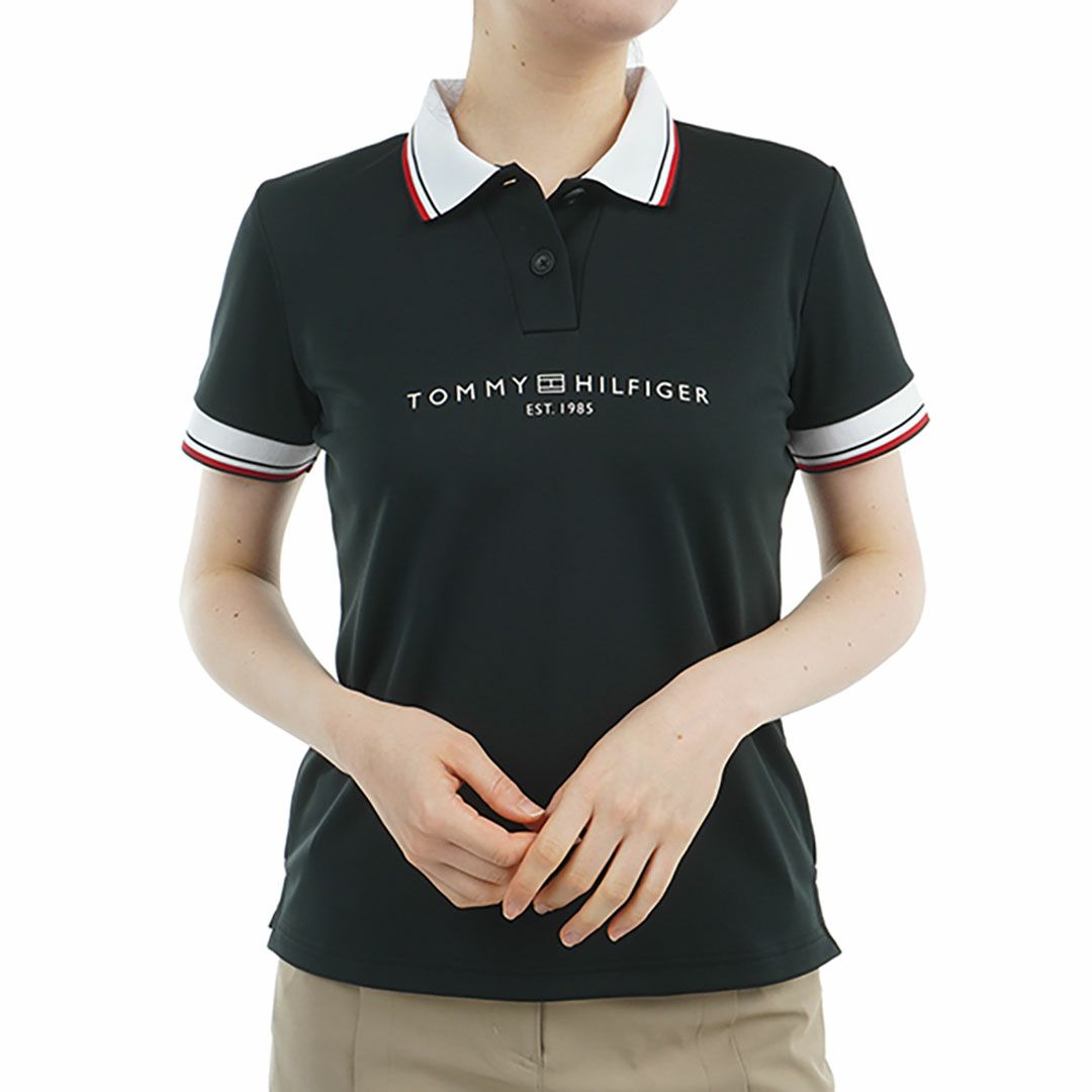 トミー ヒルフィガー ゴルフ Tommy Hilfiger Golf レディース レディース フロントロゴ ホワイトカラー半袖ポロシャツ THLA531 詳細3