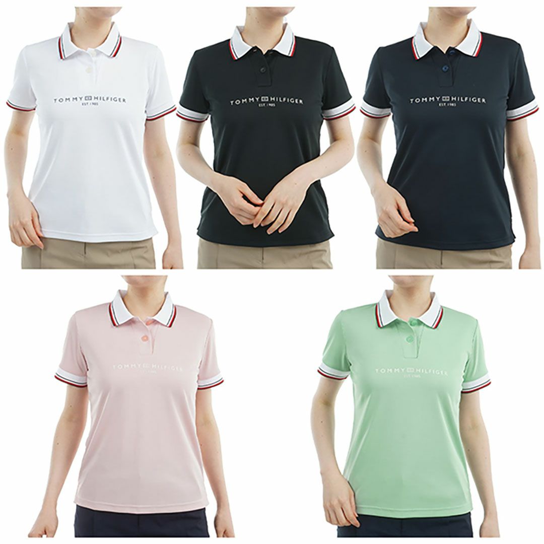 トミー ヒルフィガー ゴルフ Tommy Hilfiger Golf レディース レディース フロントロゴ ホワイトカラー半袖ポロシャツ THLA531 詳細22