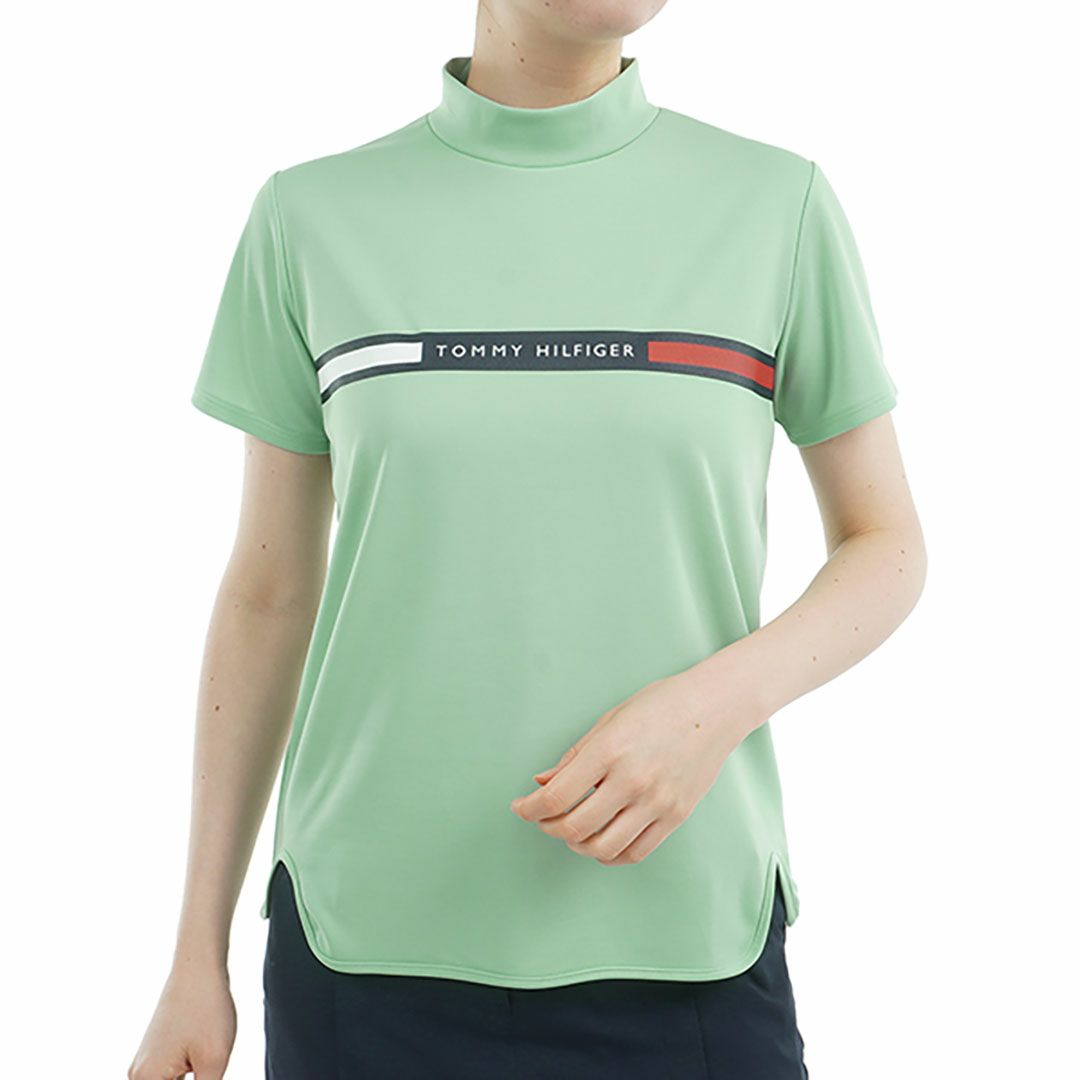 トミー ヒルフィガー ゴルフ Tommy Hilfiger Golf レディース レディース ラインロゴ 半袖モックネックシャツ THLA532 詳細1