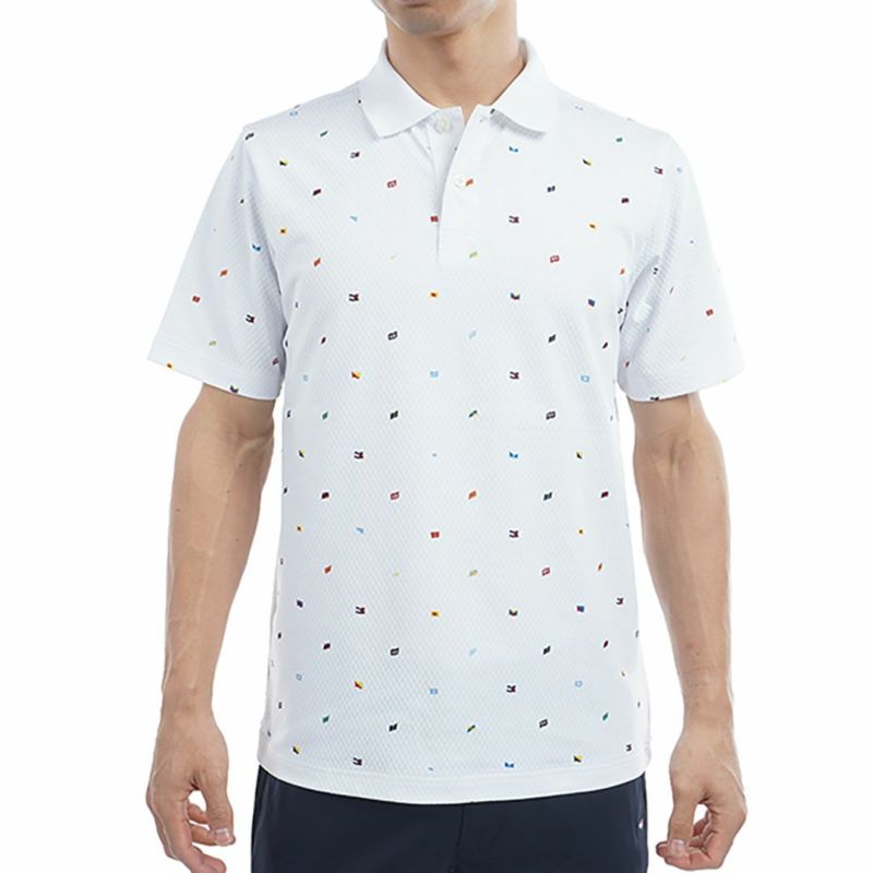 トミーフィルフィガー ゴルフ メンズ 半袖ポロシャツ 白モノグラム Mサイズ 30％OFF】[トミー ヒルフィガー ゴルフ]メンズ マルチフラッグ