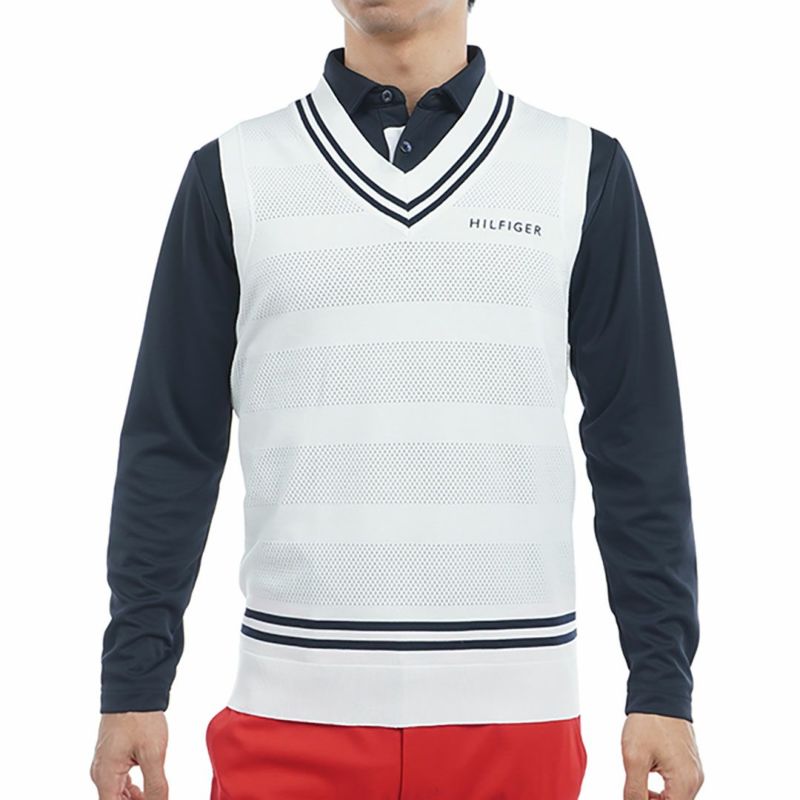 トミー ヒルフィガー ゴルフ Tommy Hilfiger Golf メンズ メンズ シャドーストライプ クリケットニットベスト THMA510 詳細2