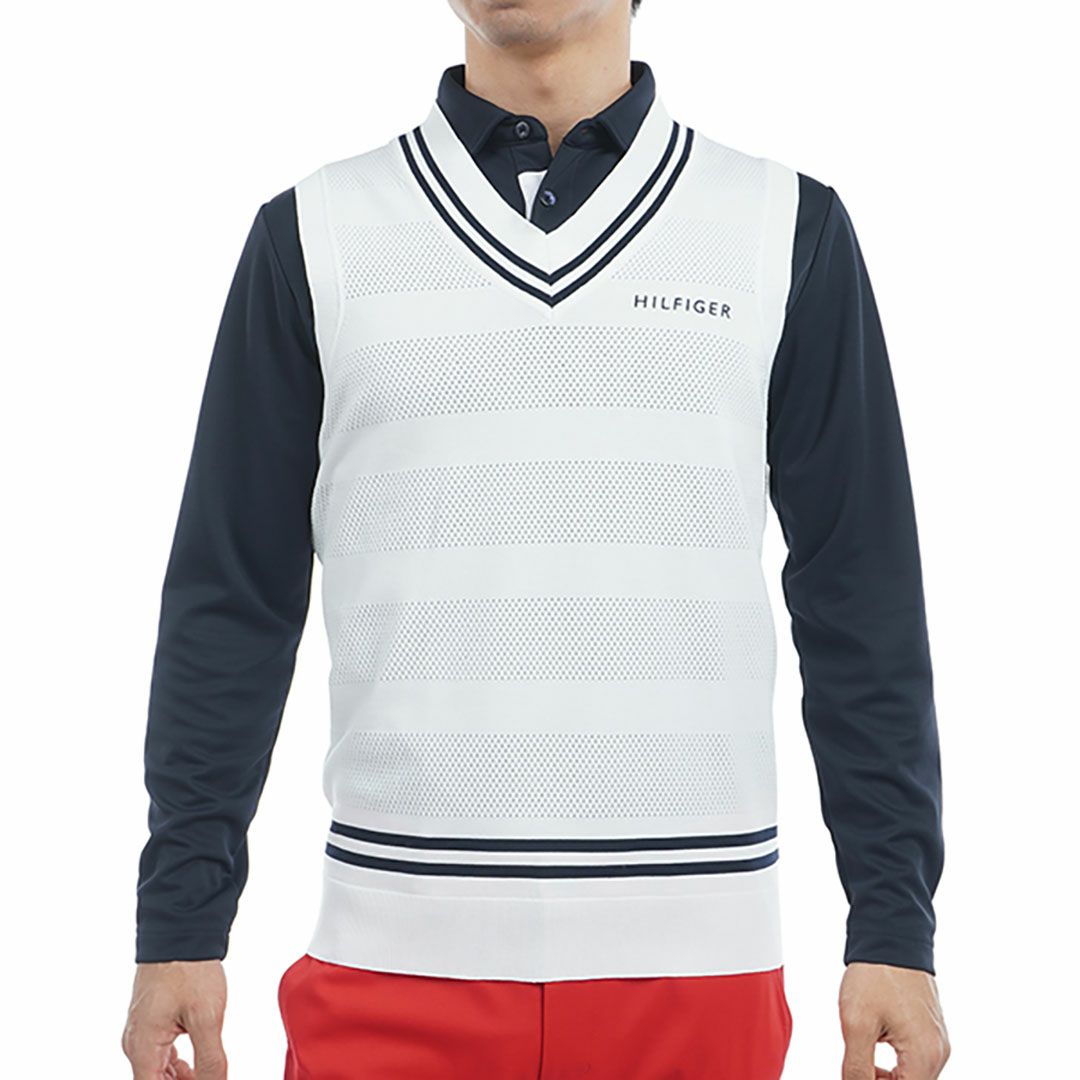 トミー ヒルフィガー ゴルフ Tommy Hilfiger Golf メンズ メンズ シャドーストライプ クリケットニットベスト THMA510 詳細2