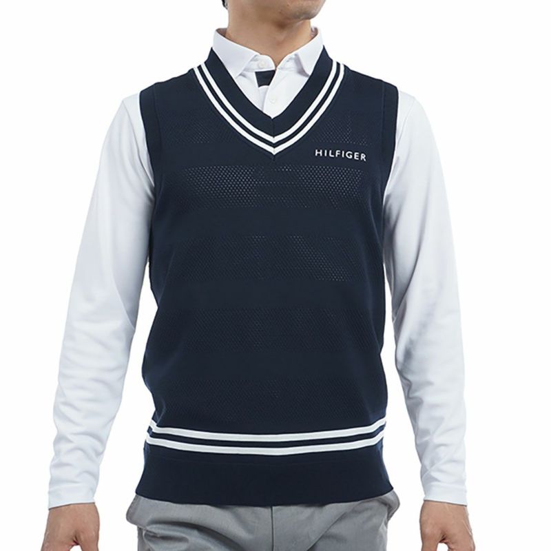 トミー ヒルフィガー ゴルフ Tommy Hilfiger Golf メンズ メンズ シャドーストライプ クリケットニットベスト THMA510 詳細3