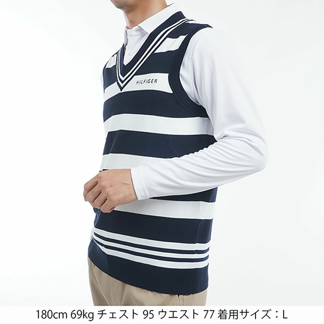 トミー ヒルフィガー ゴルフ Tommy Hilfiger Golf メンズ メンズ シャドーストライプ クリケットニットベスト THMA510 詳細4