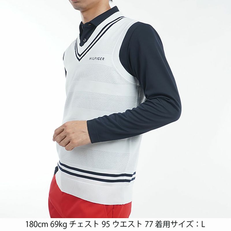 トミー ヒルフィガー ゴルフ Tommy Hilfiger Golf メンズ メンズ シャドーストライプ クリケットニットベスト THMA510 詳細12