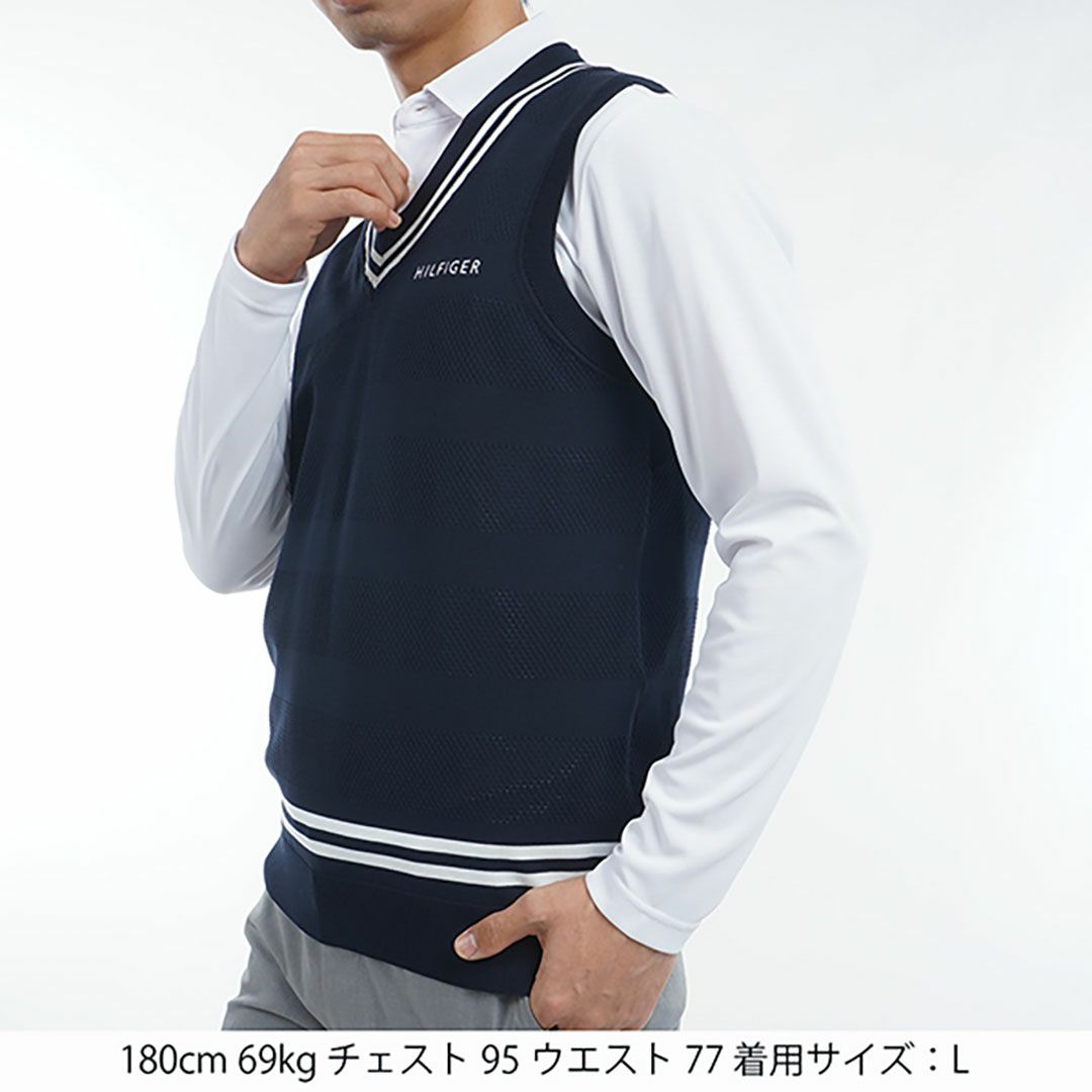 トミー ヒルフィガー ゴルフ Tommy Hilfiger Golf メンズ メンズ シャドーストライプ クリケットニットベスト THMA510 詳細14