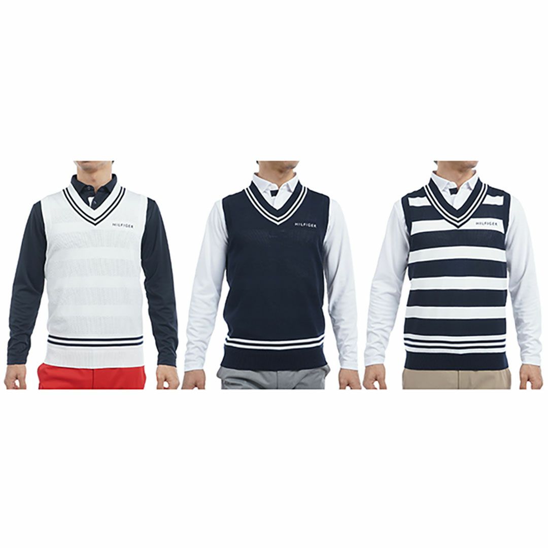 トミー ヒルフィガー ゴルフ Tommy Hilfiger Golf メンズ メンズ シャドーストライプ クリケットニットベスト THMA510 詳細17