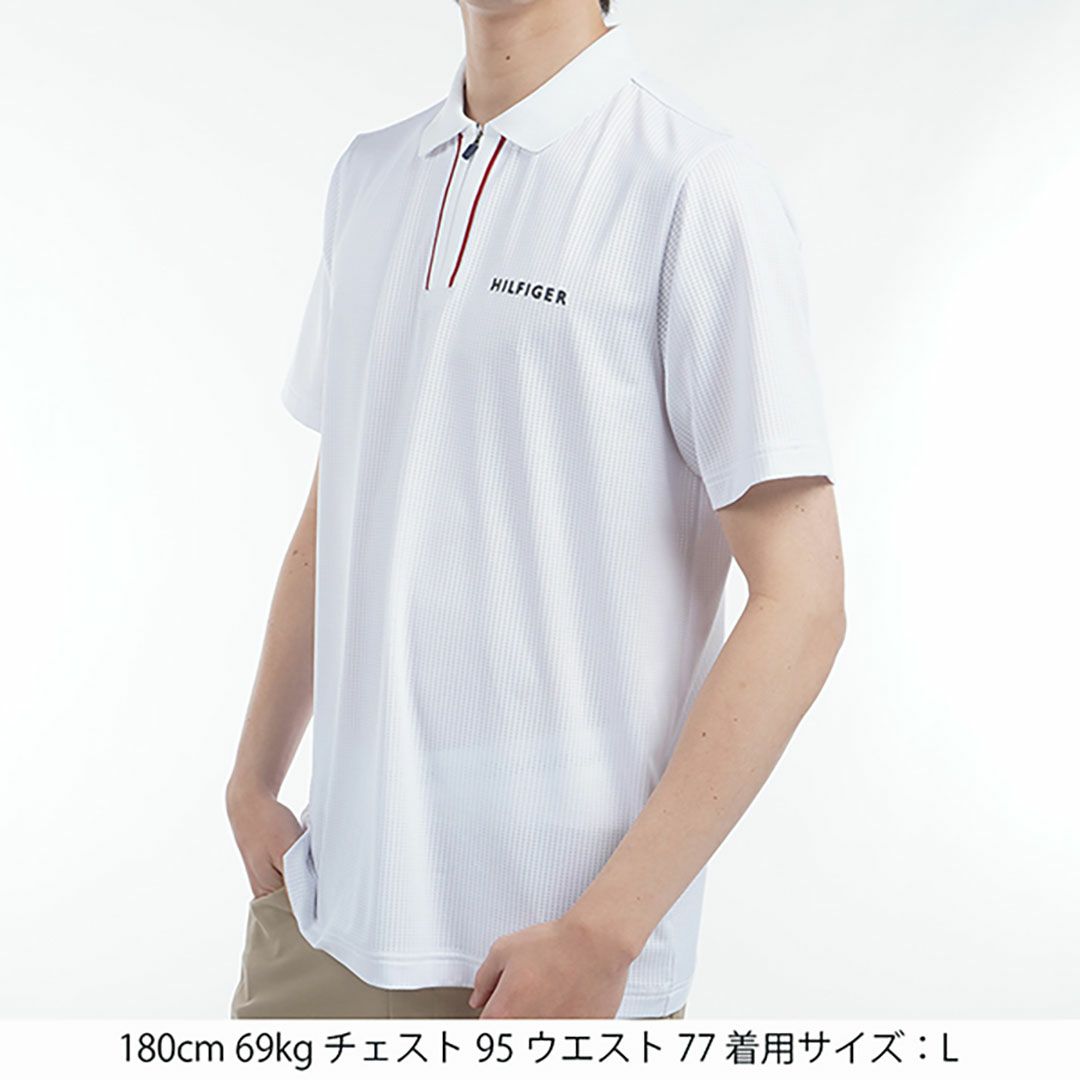 トミー ヒルフィガー ゴルフ Tommy Hilfiger Golf メンズ メンズ レッドホワイトブルー ハーフジップポロシャツ THMA526 詳細11