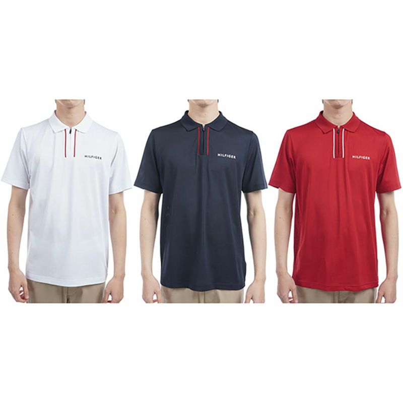 トミー ヒルフィガー ゴルフ Tommy Hilfiger Golf メンズ メンズ レッドホワイトブルー ハーフジップポロシャツ THMA526 詳細15