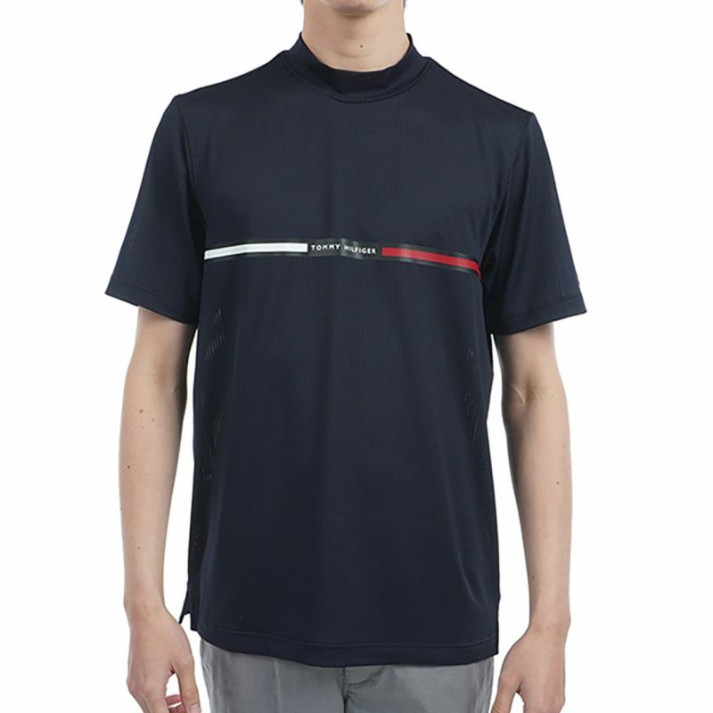 トミーヒルフィガーゴルフ 半袖 モックネック ウェア ラベンダー LLサイズ TOMMY HILFIGER トミーヒルフィガー エンボスロゴ モックネック